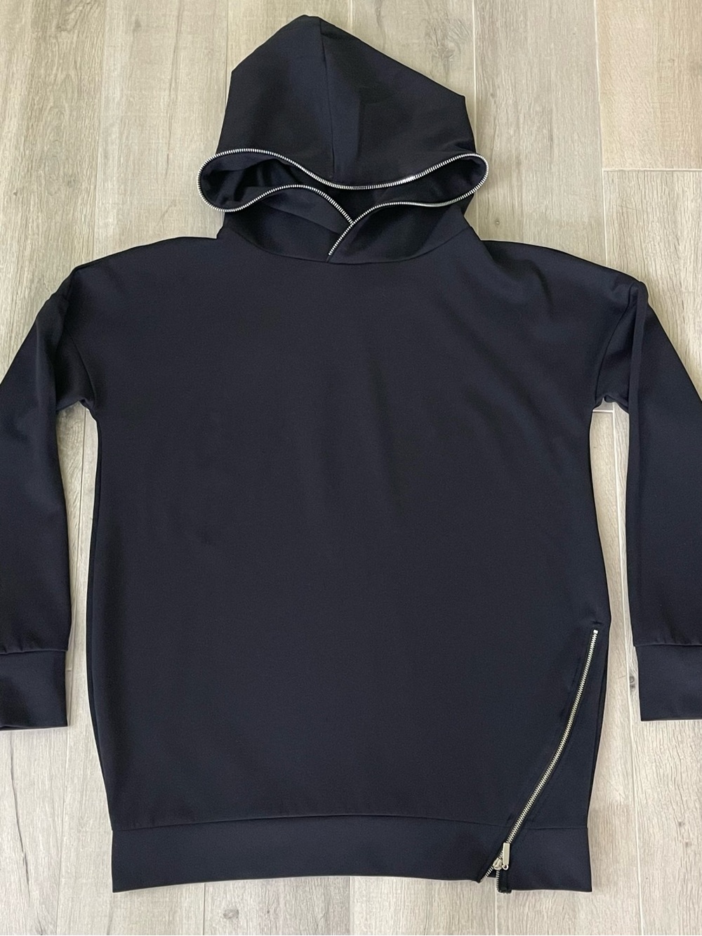 Locker Room Black Side Zip Hoodie Sweatshirt Women’s Size XS Asymmetrical Hem
